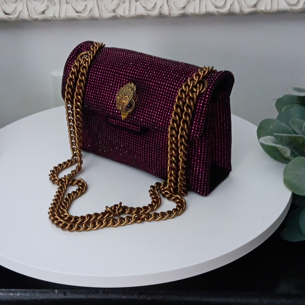 Elegant Kurt Geiger Purple Beaded Mini Crossbody/ Shoulder Bag - Picture 2 of 9